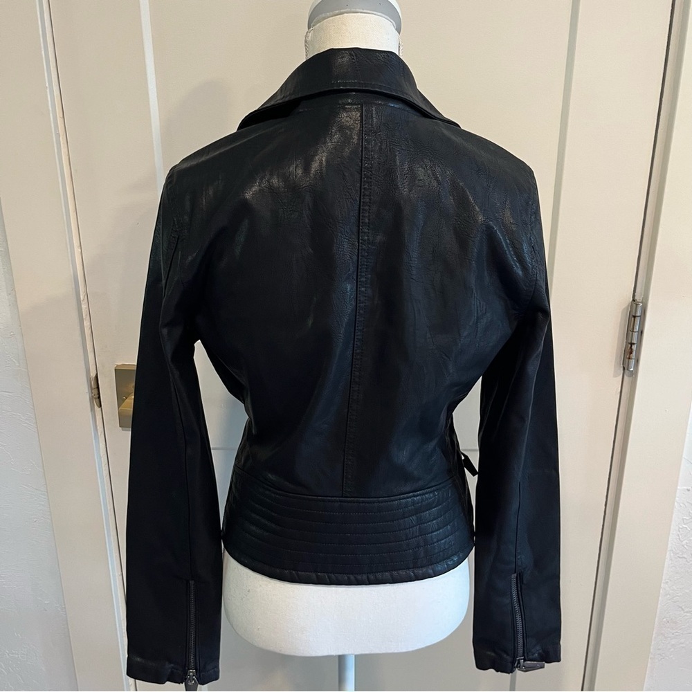 Silent New York Black Faux Leather Moto Jacket Medium - Picture 6 of 12